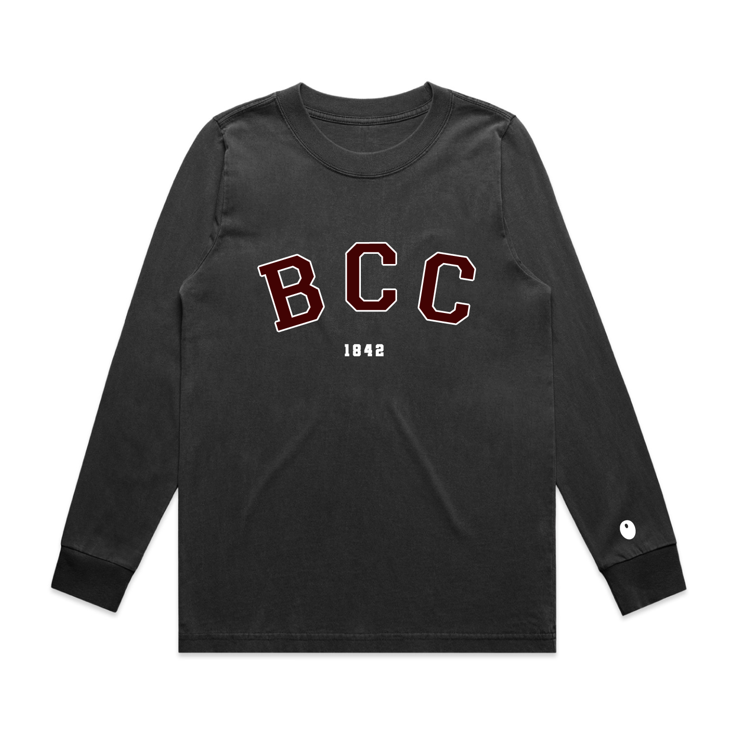 Bromsgrove Varsity Long Sleeve Tee, Off Black
