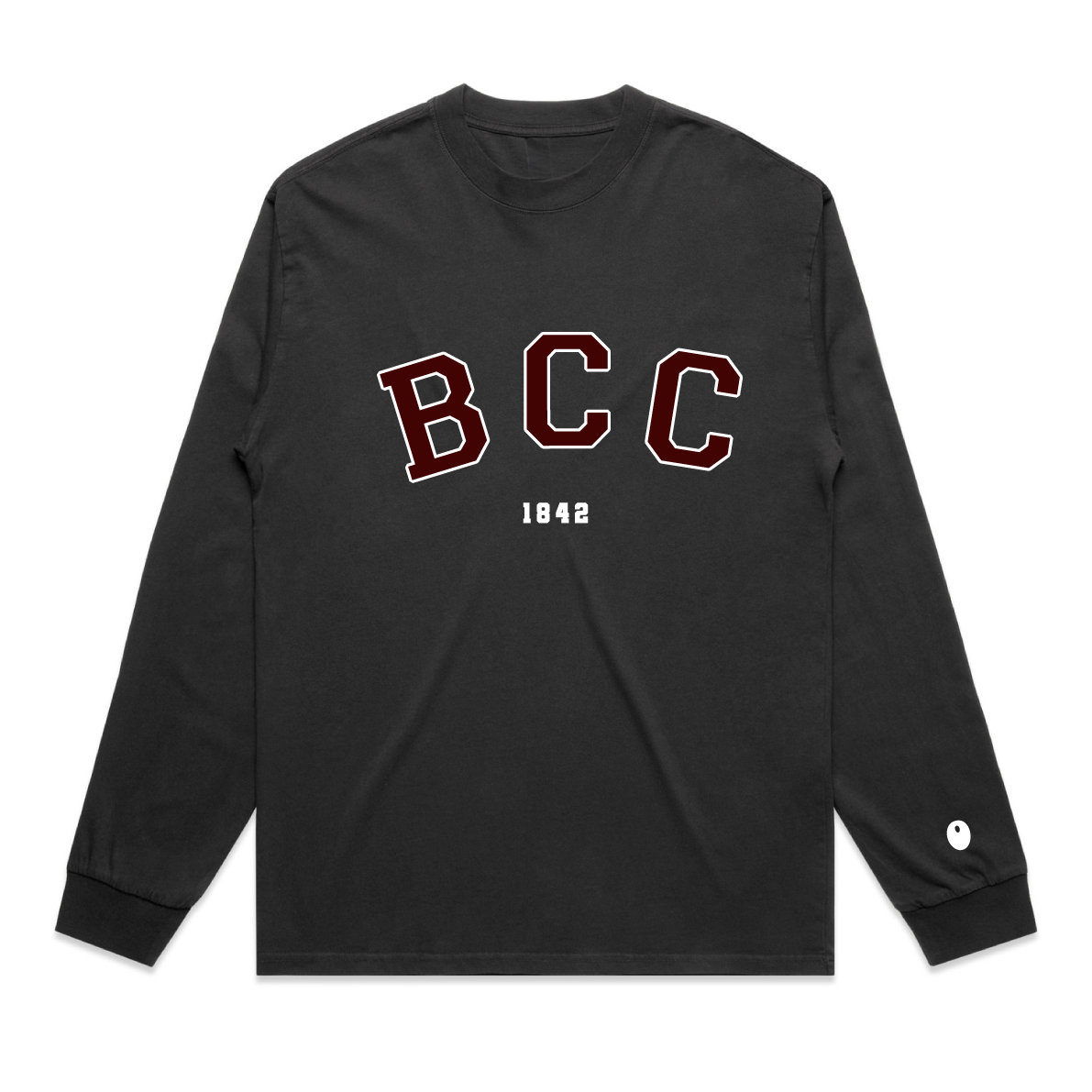 Bromsgrove Varsity Long Sleeve Tee, Off Black
