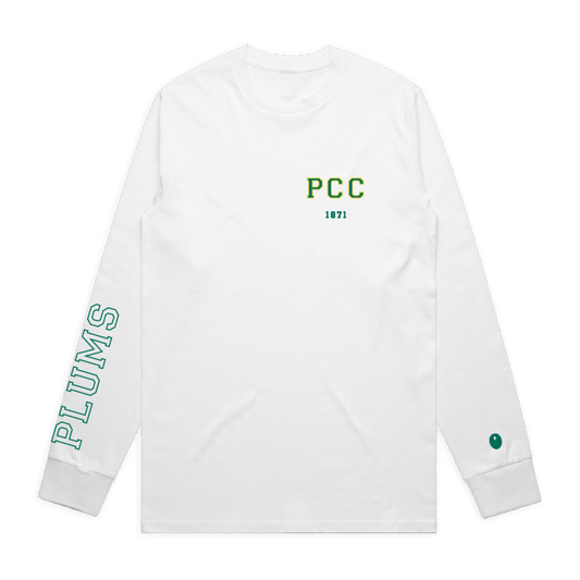 Pershore CC Plums Long Sleeve T-Shirt - White