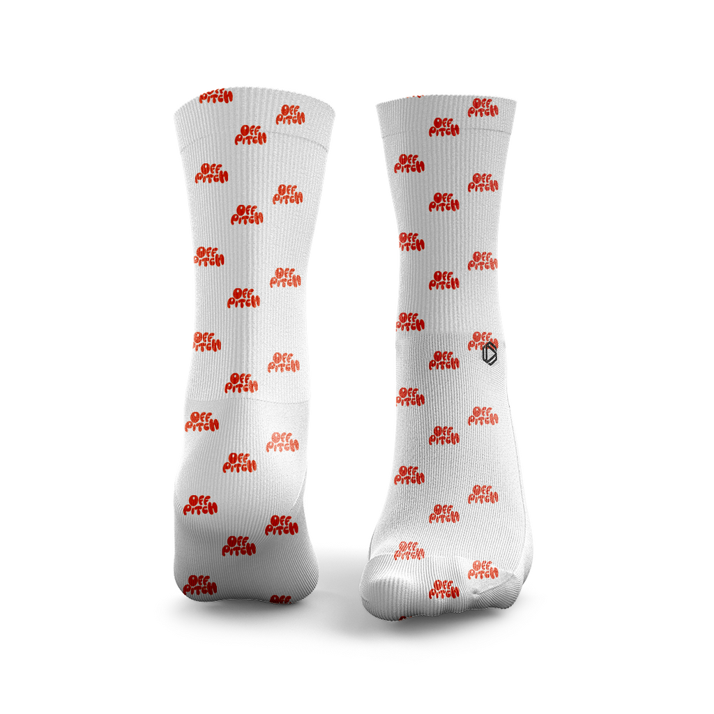 OffPitch X HEXXEE Socks - White / Blood Orange