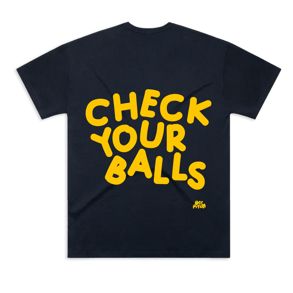 OffPitch X The OddBalls Foundation 'Check Your Balls' T-Shirt - Navy