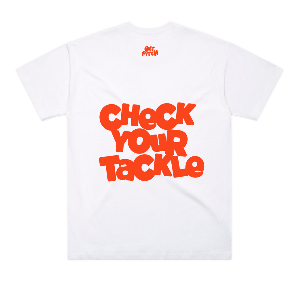 OffPitch X The OddBalls Foundation 'Check Your Tackle' T-Shirt - White