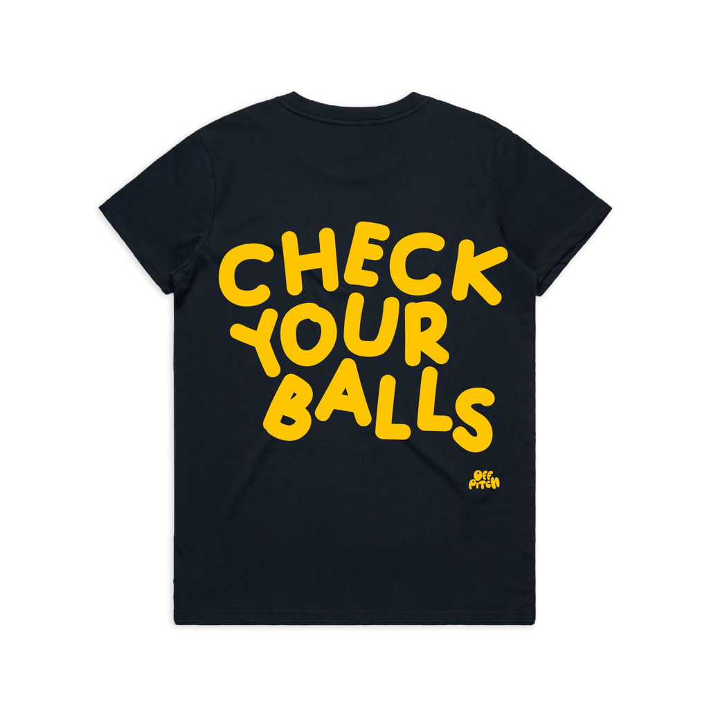 OffPitch X The OddBalls Foundation 'Check Your Balls' T-Shirt - Navy